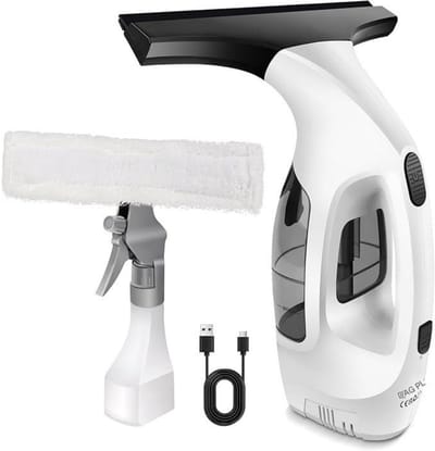 GELLDG Ruitenschoonmaakzuiger - Handheld Glasreiniger - 2,0 kPa Zuigkracht - 150 ml Wassertank & 28 cm Gummischaber - Geschikt voor Ramen, Spiegels en Tegels - Lichtgewicht Kunststof Apparaat - IPX4 Waterbestendig