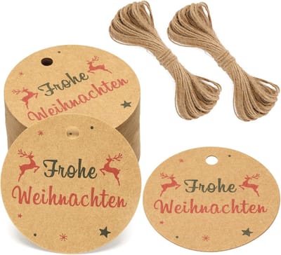 Dailygoody - Kerstcadeauhangers - Kerstlabels - Vrolijk en betaalbaar - Bruin - Cadeau etiketten - Perfect voor decoratie - 100 stuks