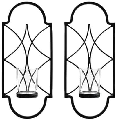Set van 2 Hoge IJzeren Theelicht Kaars Wandkandelaars voor Huisdecoratie