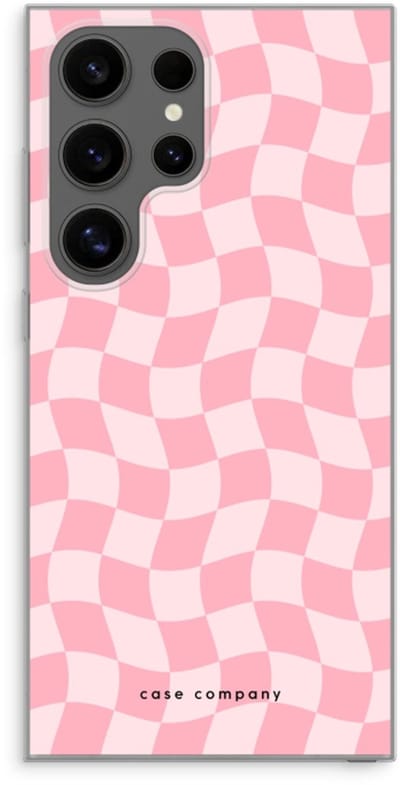 Case Company® - Hoesje geschikt voor Samsung Galaxy S24 Ultra hoesje - Grid Roos - Soft Cover Telefoonhoesje - Bescherming aan alle Kanten en Schermrand