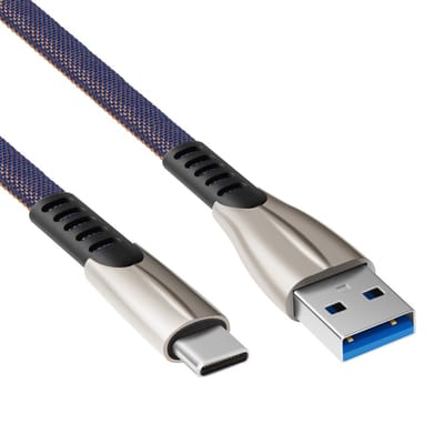 USB C kabel | Laadsnelheid 5V / 2.4A / 12 watt | USB 2.0 | 480 Mb/s | Type A naar C | Male to male | Blauw | 1 meter | Allteq