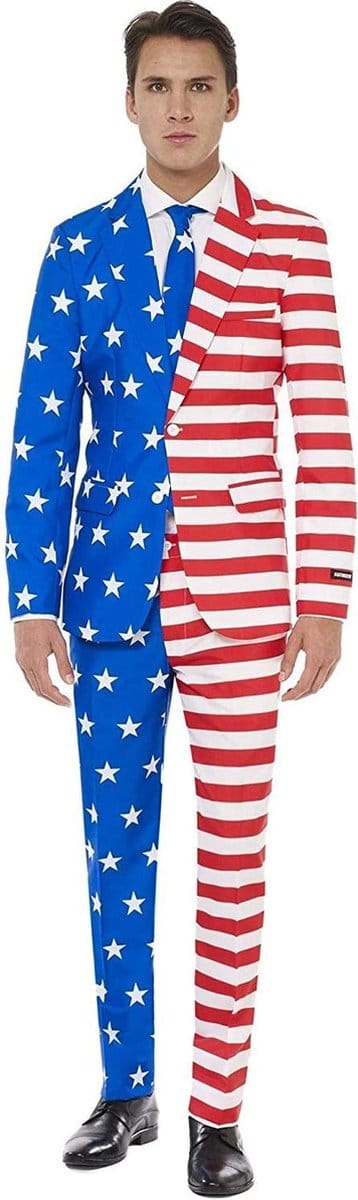 Suitmeister USA Flag - Herenpak - Carnavalskleding - Amerika Vlag Kostuum - Gekleurd - Thema Feest - Maat M