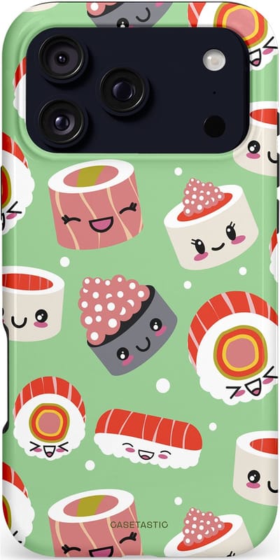 Casetastic hoesje geschikt voor Apple iPhone 17 Pro Max - MagSafe - Dubbellaagse bescherming - Sushi wonders - Fashion Case - Mintgroen Wit Koraal Perzik