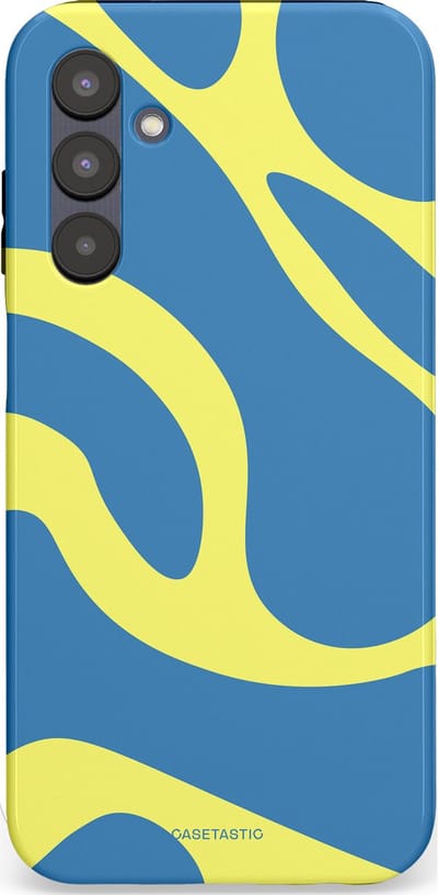 Casetastic hoesje geschikt voor Samsung Galaxy A25 - Dubbellaagse bescherming - Blauwe Gele Zee Stranden - Fashion Case - Lavendel Goud Lichtblauw