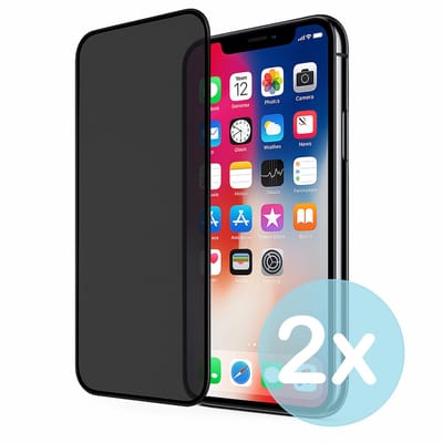 Privacy Screenprotector Geschikt voor iPhone X – Anti-Gluren – Krasbestendig Gehard Glas 9H – Volledige Dekking – 2-Pack – FuturiQ