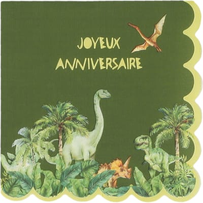 ARTYFETES - 10 vrolijke verjaardagsdinosaurus servetten 33x33 cm van geschulpt papier