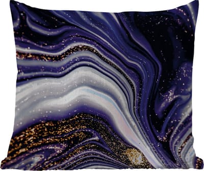 Sierkussen Buiten - Marmer - Paars - Luxe - Marmerlook - Glitter - 60x60 cm - Weerbestendig