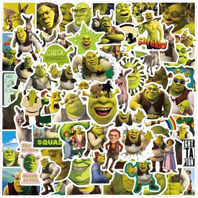 50 stuks Filmmonster Shrek Stickers Graffiti Speelgoed PVC Waterdicht Laptop Koffer Gitaar Cartoon Stickers Decoratie Cadeaus black