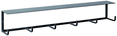 Kapstok – Zwart stalen buisframe – 6 haken met metalen plank – 60x8x10 cm – Industrieel gemonteerd design