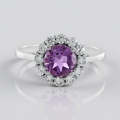 Cavill - Zilveren ring met 1,757 ct Azuurblauwe Kwarts en 1,049 ct Zirkonia - 925 Sterling zilver, geplatineerd, elegant, rond geslepen