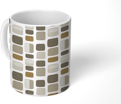Mok - Koffiemok - Blokken - Vintage - Grijs - Mokken - 350 ML - Beker - Koffiemokken - Theemok