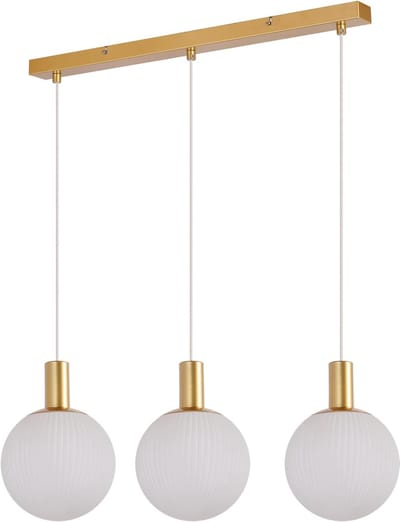 Glitzerlife - Hanglampen - Modern design - 3xE27 - Hoogte verstelbaar - Glas metaal - Ø70cm - Wit goud - Hanglampen eetkamer - Keuken woonkamer gang