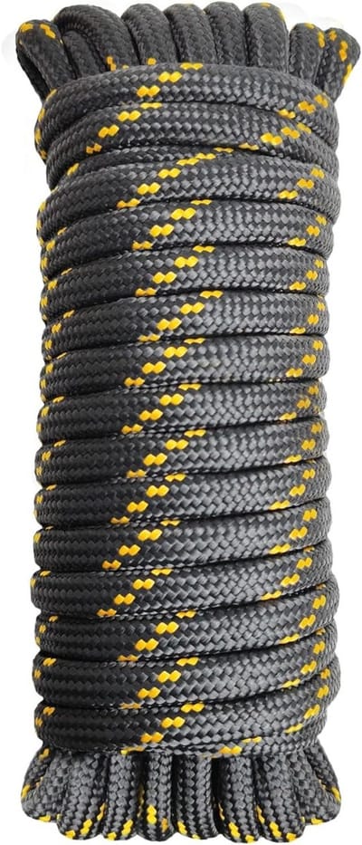 Diamant gevlochten polypropyleen touw nylon touw mix dikke zware touwen 1/2 "100ft hoge sterkte touw perfect voor wastouw camping wandelen en andere outdoor activiteiten, zwart 30 m