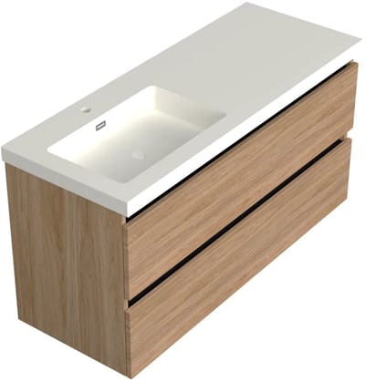Dutchline Badmeubel Onderkast Links - Uludag - 120x46cm - 2 Lades - 1 Uitsparing