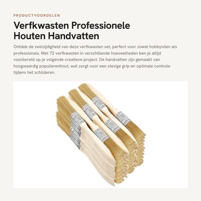 Dailygoods- Verfkwasten Set 72 Stuks - Professioneel Houten Handvat - 12,7 mm Breedte - Voor Verf en DIY - Makkelijk Schoon te Maken - Lengte 17 cm - Verfborstels