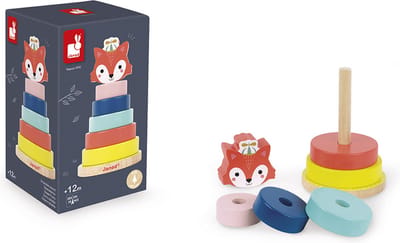 Janod - Houten stapeltoren - Vos - Baby forest