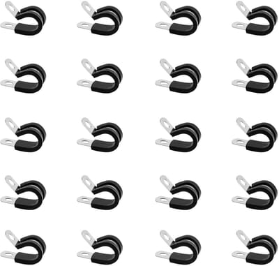 Dailygoods- Buisklemmen roestvrij staal - Slangklemmen assortiment - Rubber inzet - Kabelklemmen - P-clips - 20 stuks