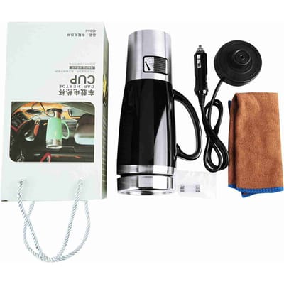 12V Elektrische Watergeïsoleerde Auto Mok Reis Verwarmbeker Ketel voor Hete Koffie Melk Thee(Zwart)
