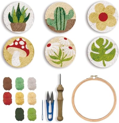 Allecto - Punch Needle Kit - 6-delige set voor beginners - Inclusief kleurrijke patronen - Creatief en eenvoudig - Perfect voor handwerken - Ideaal...