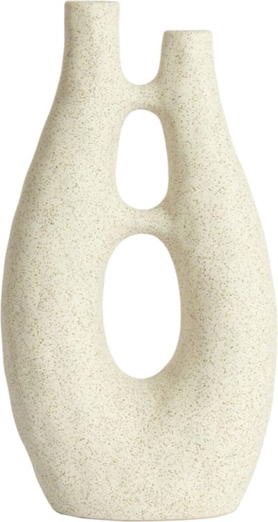 Vaas deco 22x11x41 cm KATHA keramiek mat crème