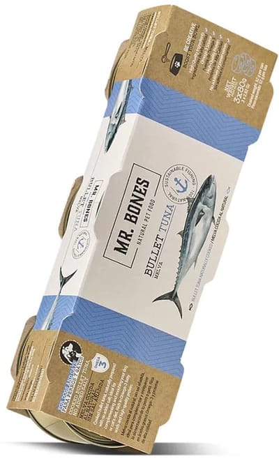 Mr. Bones gekookte tonijn (melva) voor honden - natuurlijke verse vis zonder toevoegingen voor honden - bron van omega-3 - blikjes 3x80gr