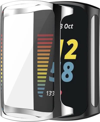 KELERINO. Full cover hoesje geschikt voor Fitbit Charge 5 - Zilver