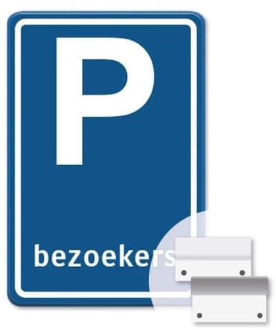 Parkeerbord Bezoekers - blauw - Weerbestendig Aluminium - 40x60 cm - Bevestiging: Met muur-/ wandmontage beugels