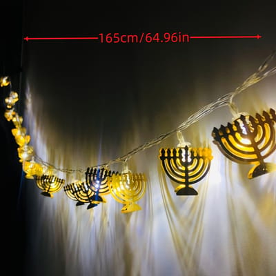 VANDAAG VERZONDEN - Lichtsnoer Menorah 10 lampen - Warm wit - Christelijk - Jezus - Nachtlampje - Lamp - Licht - Israel Joodse Davids Ster Davidsster Jeruzalem - Hanukkah Menorah Kandelaar