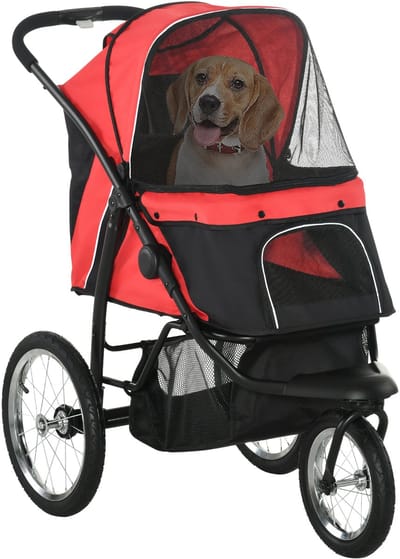 PawHut-Hundebuggy-Polyester, Stahl-111L x 58B x 107H cm-Rot