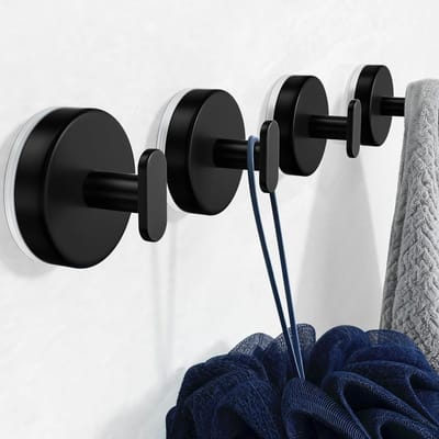 Zuignaphaken - Douchehaken - Keuken Badkamer - Extra Sterk 6.8 kg - Set van 4 - Mat Zwart