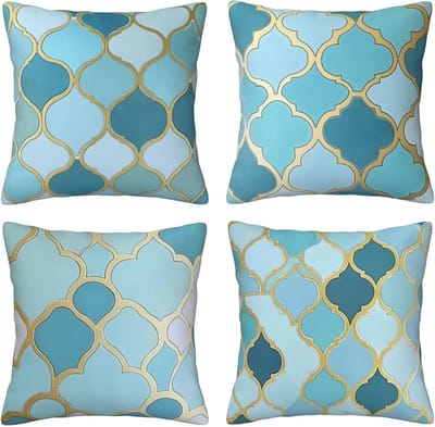 Kussenslopen van 65 x 65 cm, set van 4 stuks, zachte fluwelen kussenslopen met onzichtbare rits, voor slaapbank, thuis, terrasdecoratie, eenvoudige geometrie, set van 4 kussenslopen 26 x 26 inch U5339