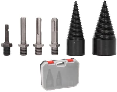 6-delige Hout Splitsboor Set met 32mm en 42mm Verstelbare Houtconus, Robuuste Boor voor Houtbewerking met 4 Handvatten en Hoge Prestaties