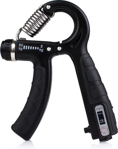 Handtrainer - Verstelbare Handtrainer 5 tot 60 KG - Handknijper - Ergonomisch Ontwerp - Automatische Teller - Verstelbare Handtrainer - Zwart - van Faas