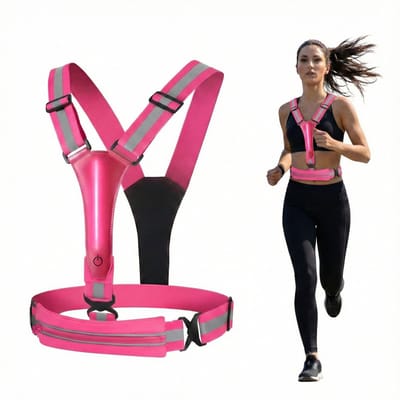 Consumerce® Reflecterend Hardloopvest met Led - Roze - Haardloopverlichting Hesje - Hardloopkleding - Hardloop Led Vest - Running Lichtjes Reflectievest