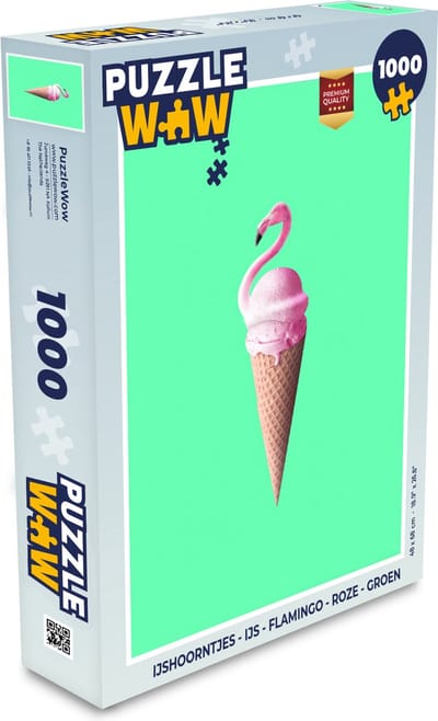 Puzzel IJshoorntjes - IJs - Flamingo - Roze - Groen - Legpuzzel - Puzzel 1000 stukjes volwassenen