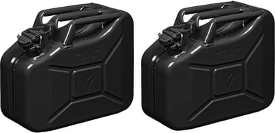 Pro Plus Jerrycan - Set van 2x stuks - metaal - 10L - zwart - geschikt voor benzine / diesel