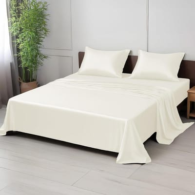 Bamboe Lakenset - Beddengoed Set - Comfortabele Slaap - 100% Organische Bamboe - 4-delig - Ivoor