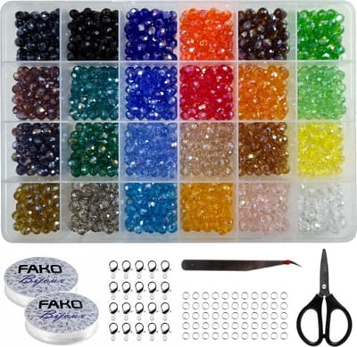 Fako Bijoux - DIY Kristallen Kralen Set - Facet Geslepen Glas Kralen Kristal DLX - 24 Blinkende Kleuren - Sieraden Maken - 4mm - 4800 Stuks