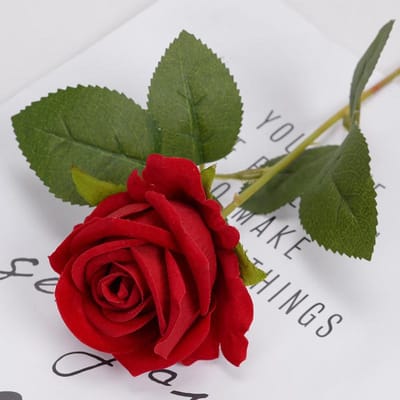 5/10 stuks Rozen Kunstbloemen Rozenbloem Tak Kunstmatige Rode Rozen Realistische Neproos voor Bruiloft Huisdecoratie 5pcs red