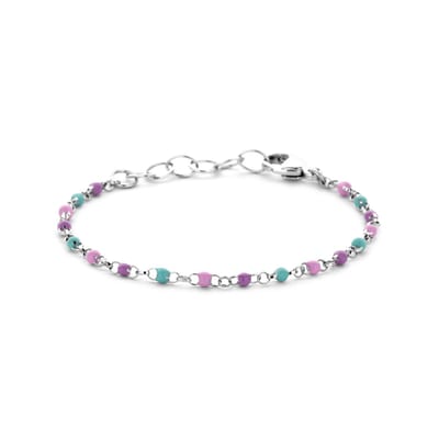 Yo&No Armband - Kinderen - Gekleurde bolletjes - emaille - Zilver 925