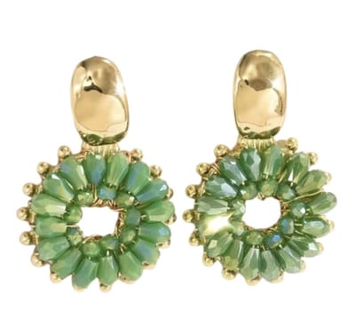 Oorbellen -Fleur -groen -goud verguld- Charme Bijoux