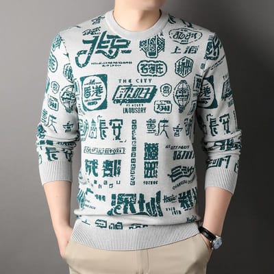 Nieuwe Gebreide Trui Herfst en Winter Heren Verdikt Lange Mouw Pullover Heren Trui Onderkleding Herenkleding XXXL white