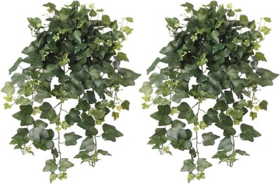 2x Groene Hedera Helix/klimop kunstplant 65 cm voor buiten - UV kunstplanten/nepplanten - Weerbestendig