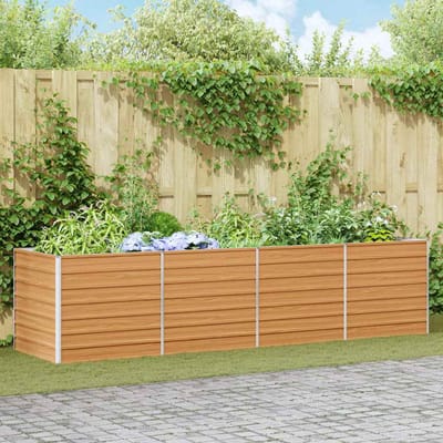 vidaXL - Verhoogde - plantenbak - Lichtbruin - 320 - x - 80 - x - 77 - cm - Gegevens - staal
