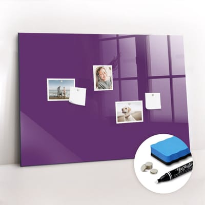 Tulup Whitebord - Kleur Violet Magneetbord - 100 cm x 70 cm - Magneetbord Rechthoekig - Minimalistisch Prikbord - Magneetbord Design - Notitiebord Werkplek - Gratis 5 Sterke Magneten + Whiteboard Marker & Wisser - Foto Magneetbord - Magnetisch Bord