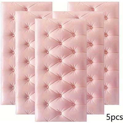 5/10 stuks 3D anti-botsings muurstickers Tatami bed zacht rugkussen zelfklevende muurstickers pellen en plakken behang muurdecoratie! 5pcs roze
