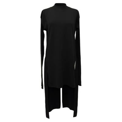 Rick Owens midi-jurk met lange rug in zwarte wol