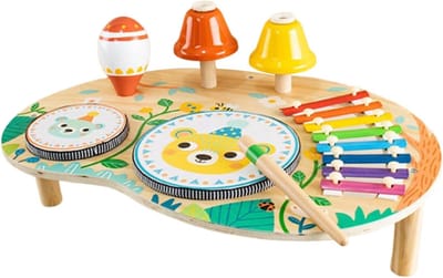 Kinderspeeltafel Muziekstation - Educatief Speelgoed - Ontwikkeling Stimuleren - Houten Constructie - 428 x 30 x 25 cm