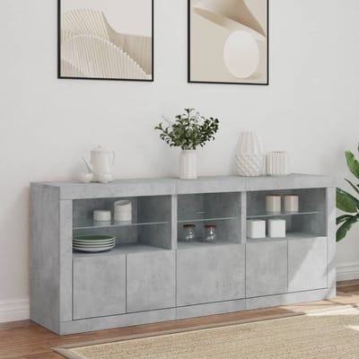 vidaXL - Dressoir - met - LED-verlichting - 162x37x67 - cm - betongrijs