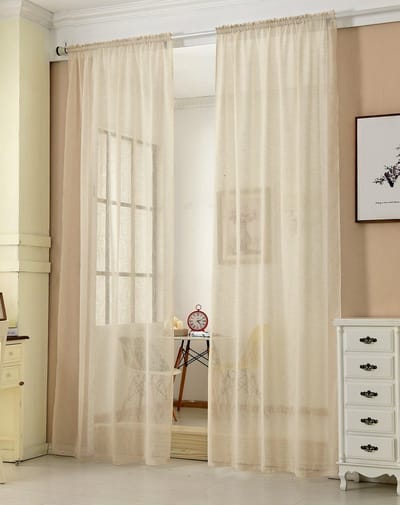 Unyqoos® Stijlvolle Transparante Gordijnen met Plooiband voor Diverse Kamers en Raambekleding, Set van 2, Zandkleurig, 140 x 225 cm